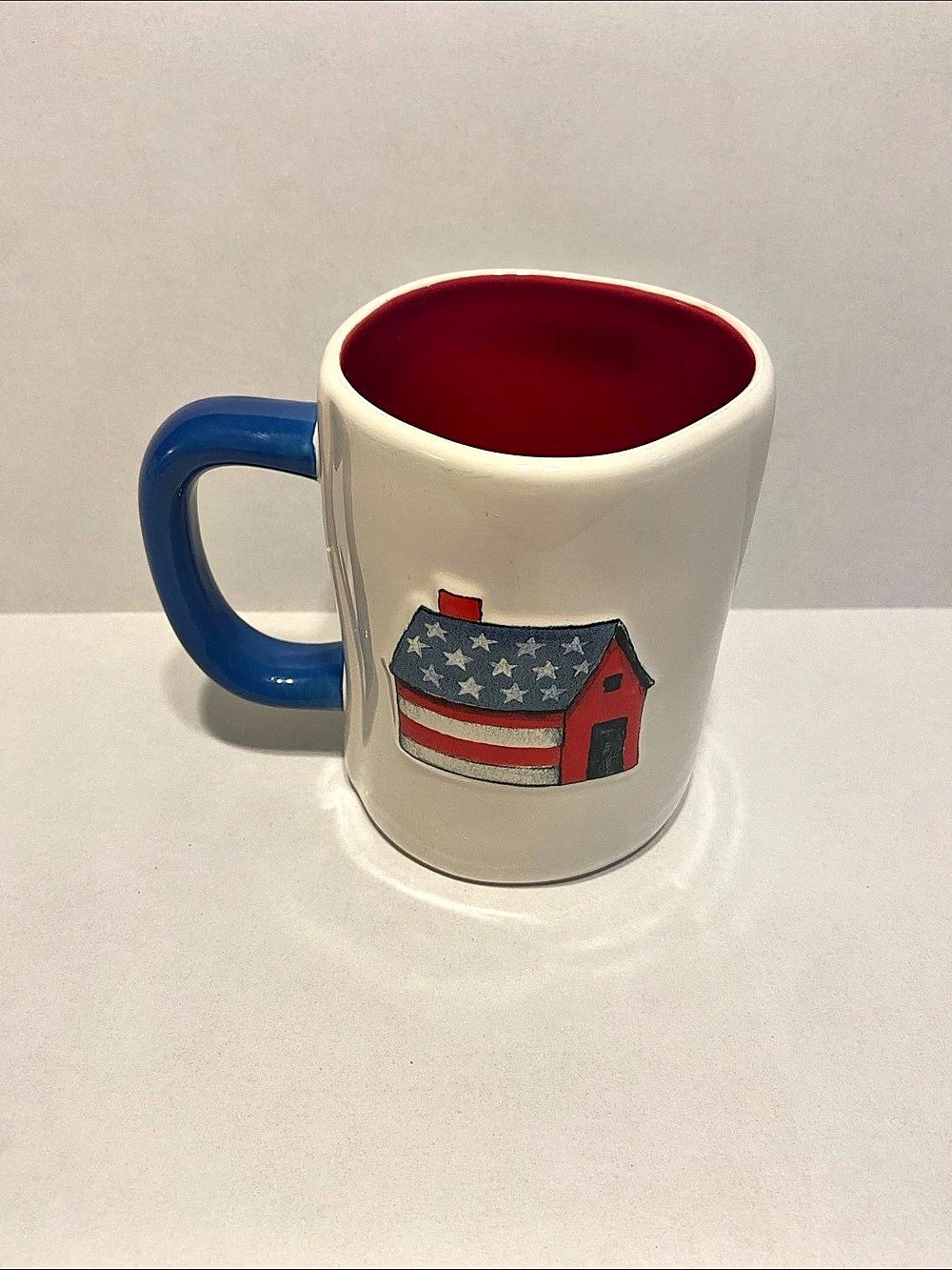 Rae Dunn America Mug with Red Interior Mug White & Blue